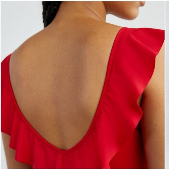 ARITZIA | Wilfred Danette ruffle knit bodysuit red sz XXS - Picture 4 of 7